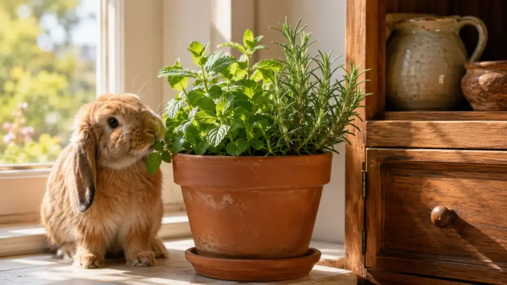 placing-fragrant-herbs-near-enclosures-to-support-a-natural-rabbit-flea-treatment-setup