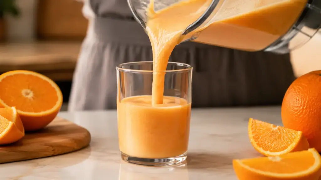 pouring-a-thick-orange-cream-smoothie-from-a-blender