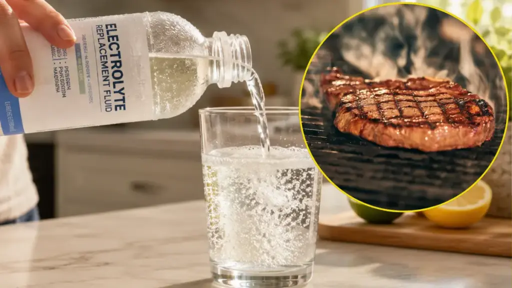 pouring-electrolyte-fluid-for-illness-recovery-dangerous-food-for-cookout