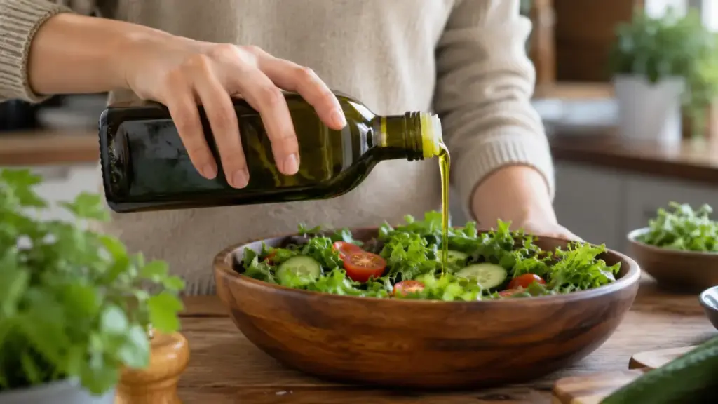 pouring-extra-virgin-olive-oil-over-a-fresh-salad