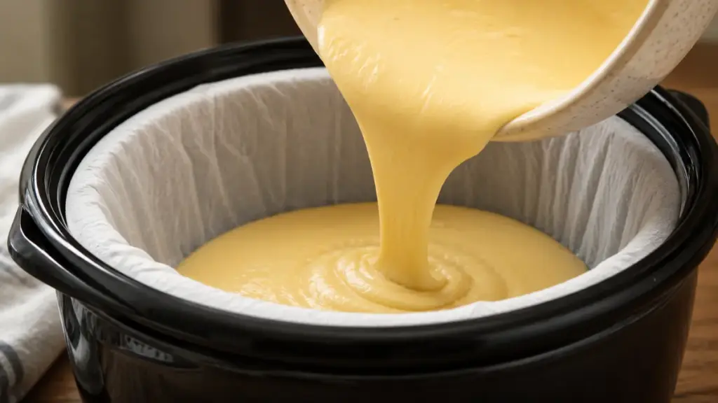 pouring-rich-pastry-batter-into-an-insulated-countertop-cooker-well