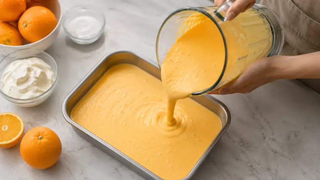 pouring-thick-orange-cream-from-a-blender-into-a-metal-freezing-tray