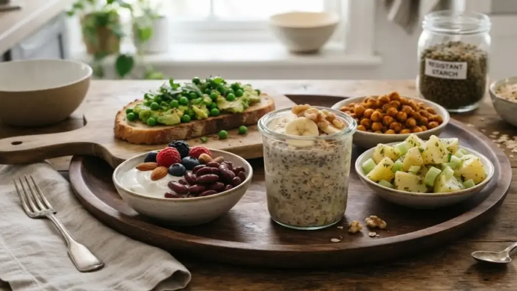 prebiotic-fiber-powder-and-glass-of-water-for-digestive-health-and-high-fiber-snack-ingredient-routine