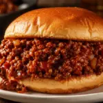 premium glossy sloppyjoe sandwich showcasing vibrant sauce textures and proper meal metrics