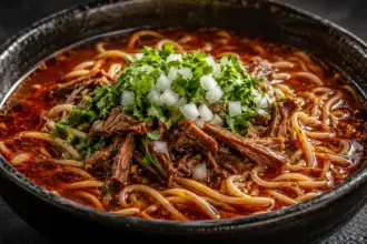 premium hand pulled birria ramen with slow simmered consome and usda prime beef
