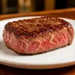 premium japanese wagyu filet mignon steak pour showcasing vibrant marbling and searing metrics