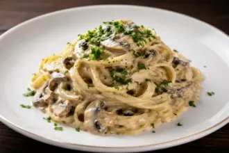 premium plated low cost mushroom pasta showcasing vibrant textures and proper cheap food meals metrics