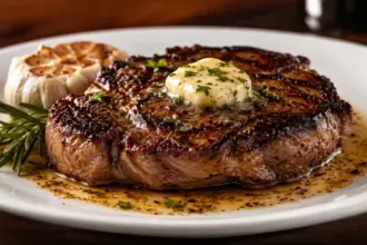 premium seared house steak showcasing vibrant crust textures and proper dining metrics