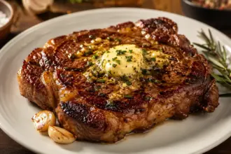premium seared ribeye steak showcasing vibrant crust textures and proper recipe quick metrics