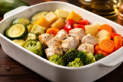 premium steamed vegetables and poultry showcasing vibrant textures for easy prepared meals