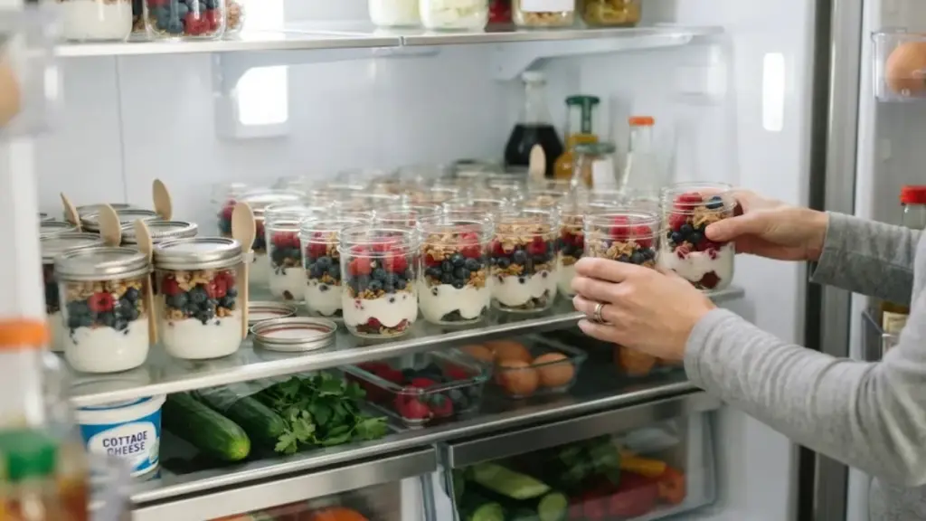 preparing-healthy-layered-yogurt-jars-for-convenient-weekly-cottage-cheese-meals