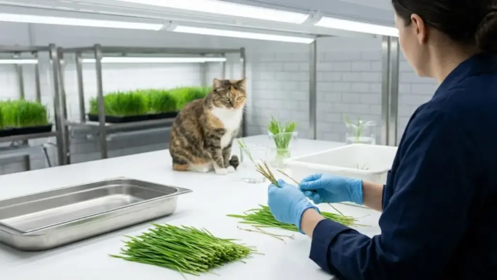 professional-cattery-manager-preparing-fresh-dietary-supplements-for-feline-health