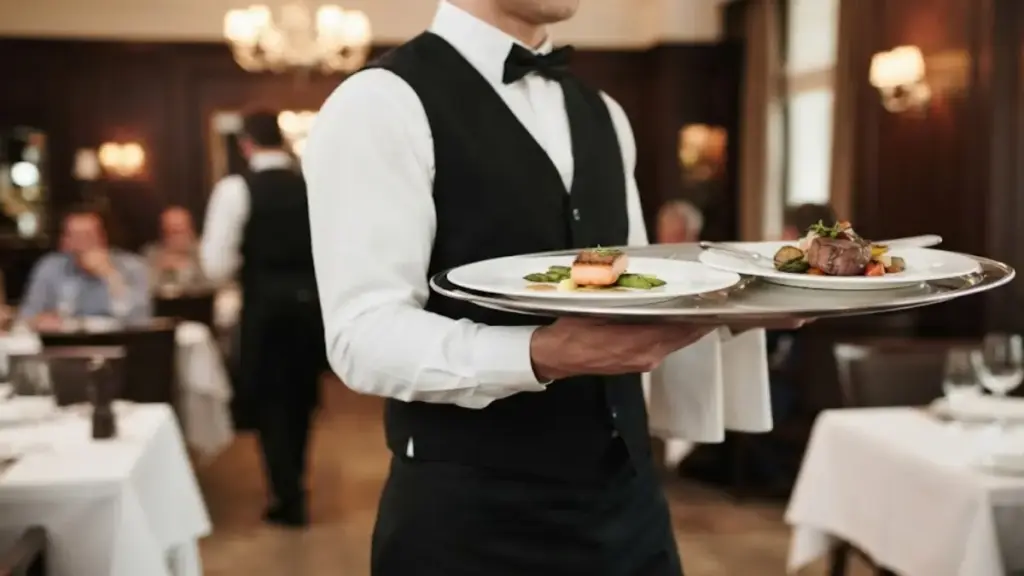professional-waiter-carrying-clean-plates-on-a-silver-tray