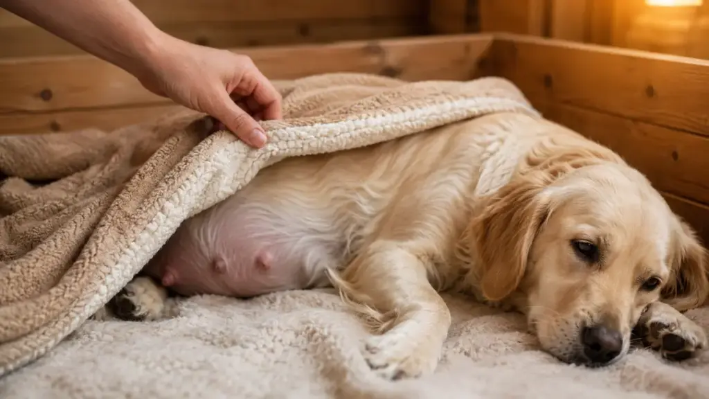 providing-warm-blanket-insulation-after-detecting-a-thermal-sign-of-a-dog-giving-birth