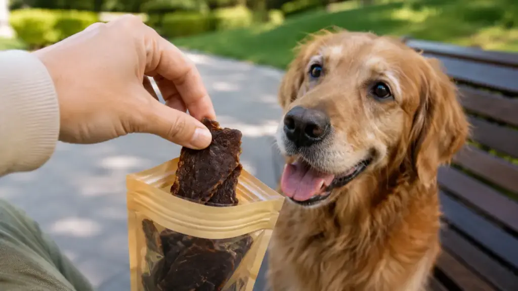 pulling-a-high-value-beef-liver-treat-out-of-a-training-pouch-outdoors