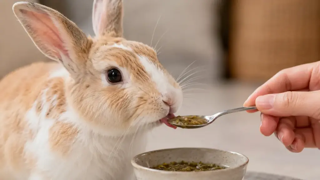 rabbit-diet-spoon-feeding-warm-liquid-nutrition-to-help-malnourished-bunnies-eat