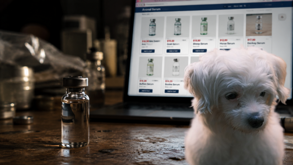 unlabelled-counterfeit-online-serum-vial-invalidating-rabies-shot-for-dogs
