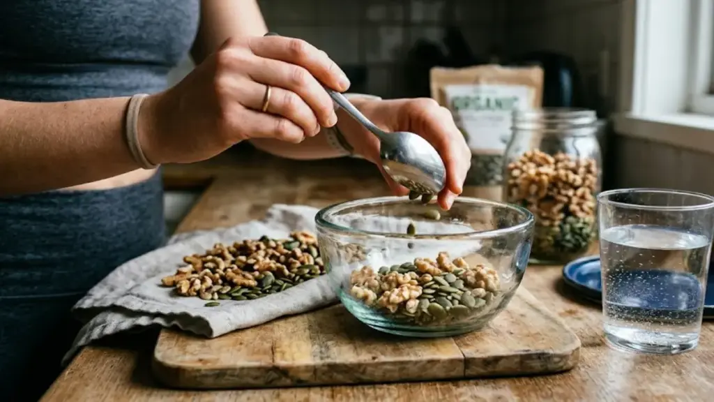 raw-walnuts-and-pumpkin-seeds-on-a-wooden-counter