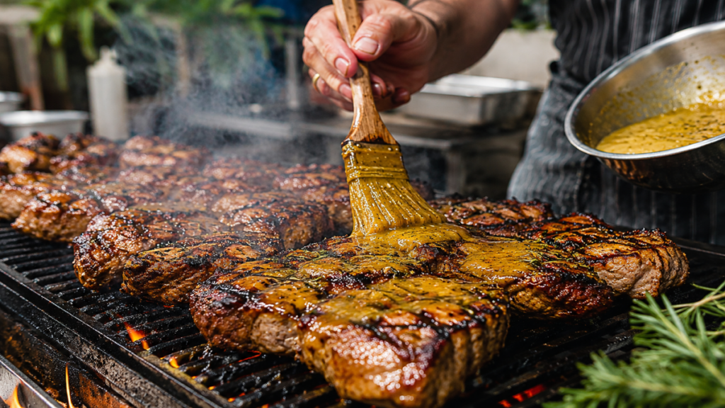 Restoring charred meat crust for the 4 must-have foods for an outdoor cookout presentation