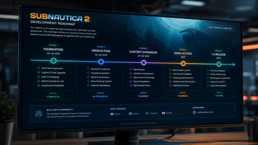  roadmap timeline for subnautica 2 future.