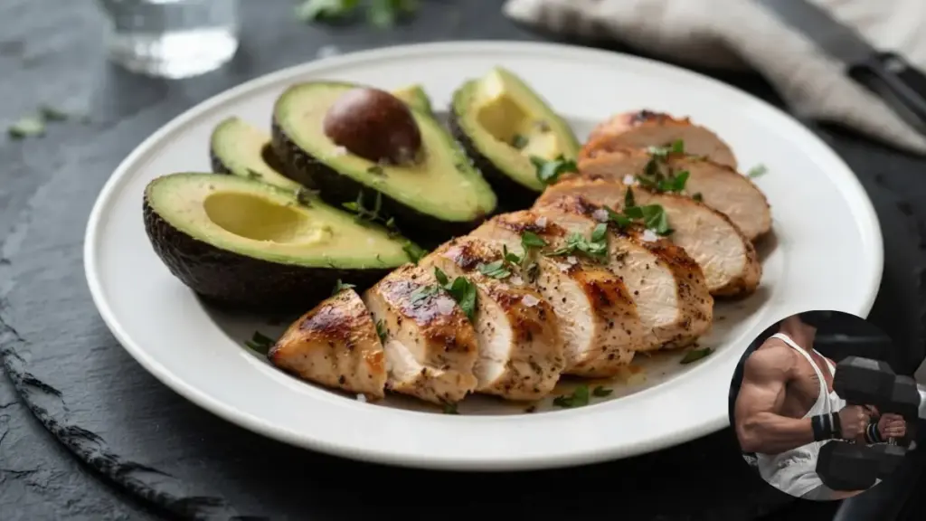seared-chicken-breast-and-sliced-avocado-on-a-slate-table-gym