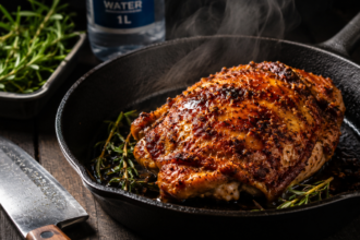 seared chicken thigh cast iron skillet muscle building chicken recipe easy quick