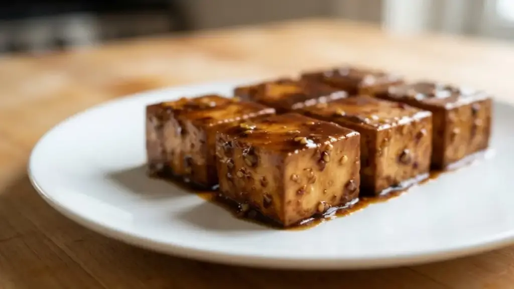 seared-glazed-tofu-blocks-plated-neatly-on-porcelain-for-cheap-food-meals