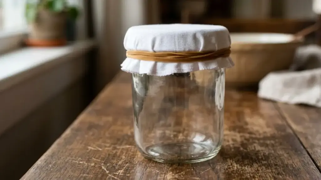 securing-breathable-cheesecloth-over-the-fermentation-jar-to-protect-developing-organic-apple-vinegar