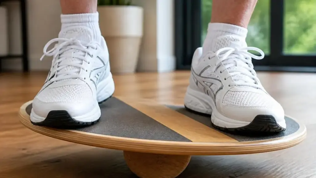 senior-feet-on-balance-board-for-beginner-fitness