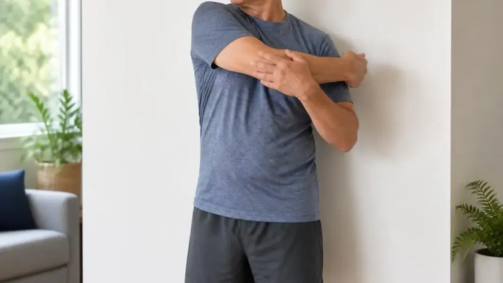 senior-man-wall-supported-twist-daily-exercise-habit