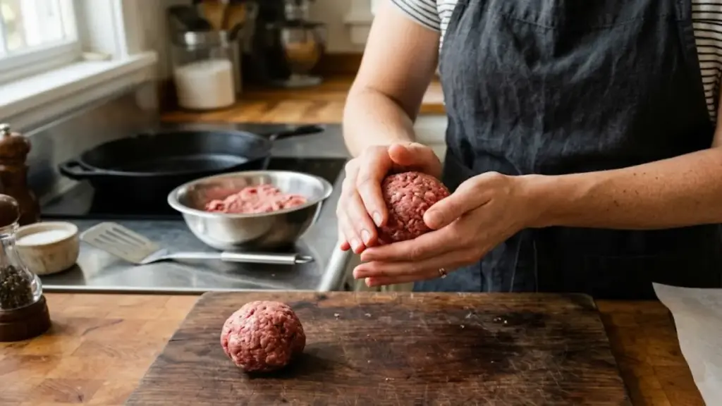 shaping-cold-ground-beef-into-loose-balls-for-a-burger