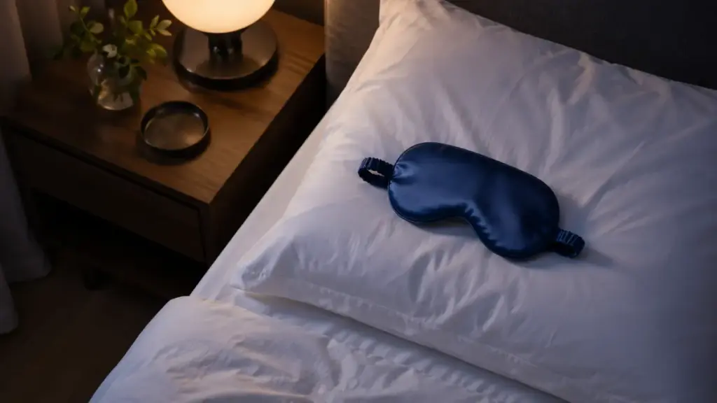 silk-sleep-eye-mask-resting-on-a-pillow-for-physical-activity-dementia
