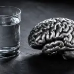 silver brain model resting next to a water glass for physical activity dementia