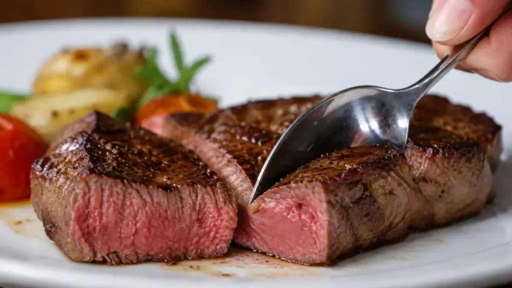 silver-spoon-slicing-through-a-tender-piece-of-gourmet-wagyu-steak