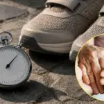 silver sports stopwatch resting next to orthopedic walking shoes couchinsider