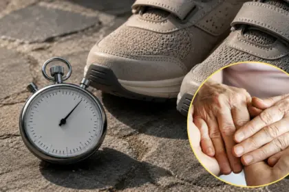 silver sports stopwatch resting next to orthopedic walking shoes couchinsider