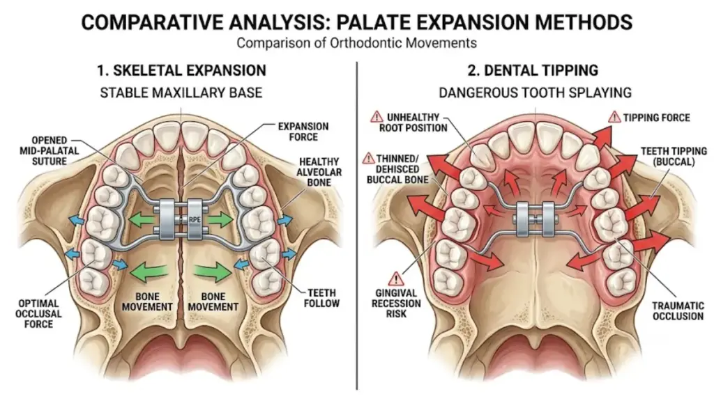 skeletal expansion vs dental tipping in palate expanders treatment
