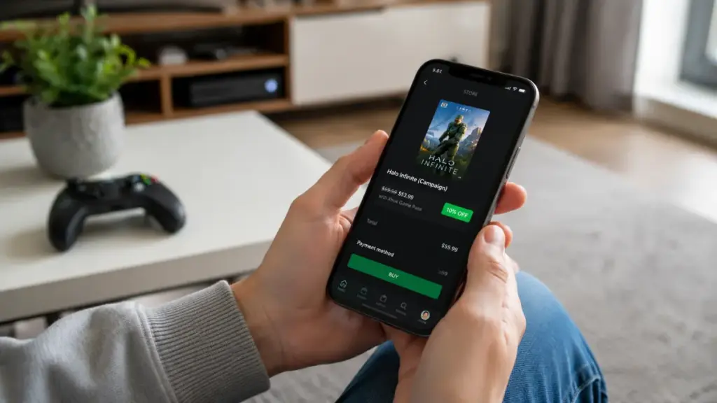 smartphone-displaying-xbox-app-checkout-discount-for-xbox-game-pass
