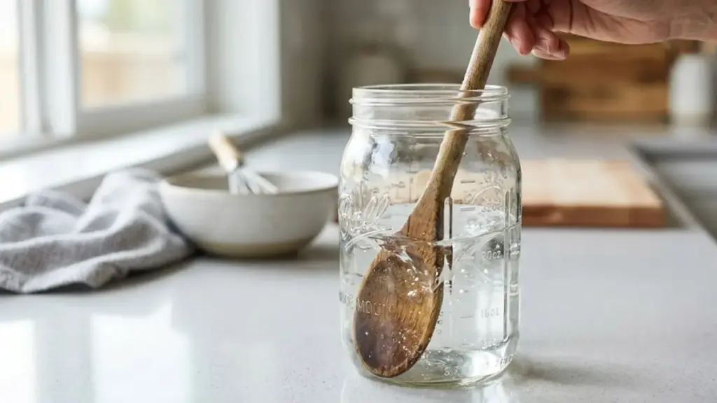 stirring-the-fermenting-mixture-with-a-wooden-spoon-to-aerate-the-organic-apple-vinegar