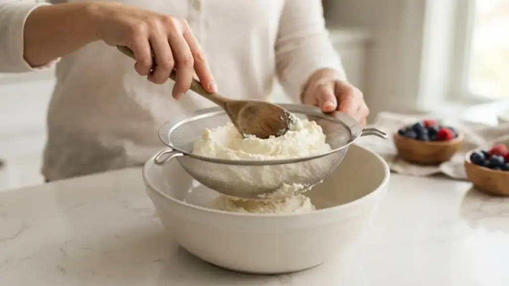 straining-fresh-ricotta-cheese-using-a-metal-mesh-strainer-for-cottage-cheese-meals