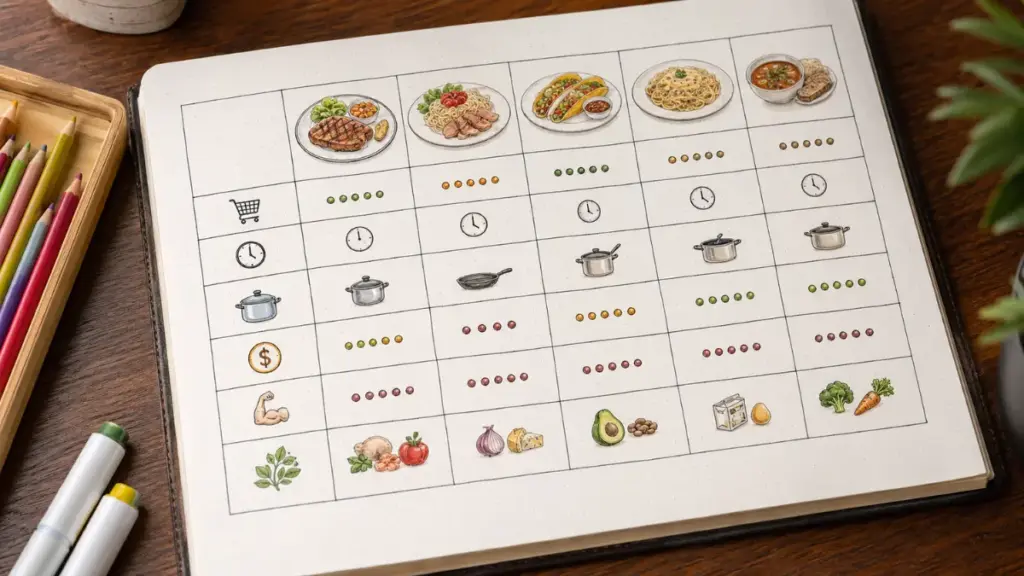 structural-meal-cost-and-preparation-time-index-matrix-for-recipe-quick-analysis