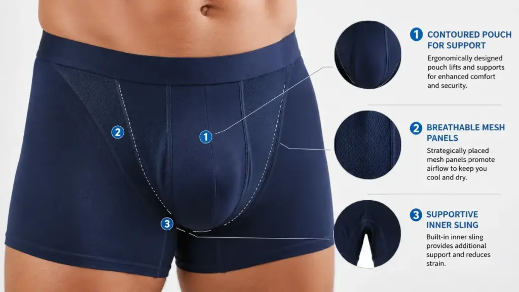 supportive underwear for scrotal torsion recovery