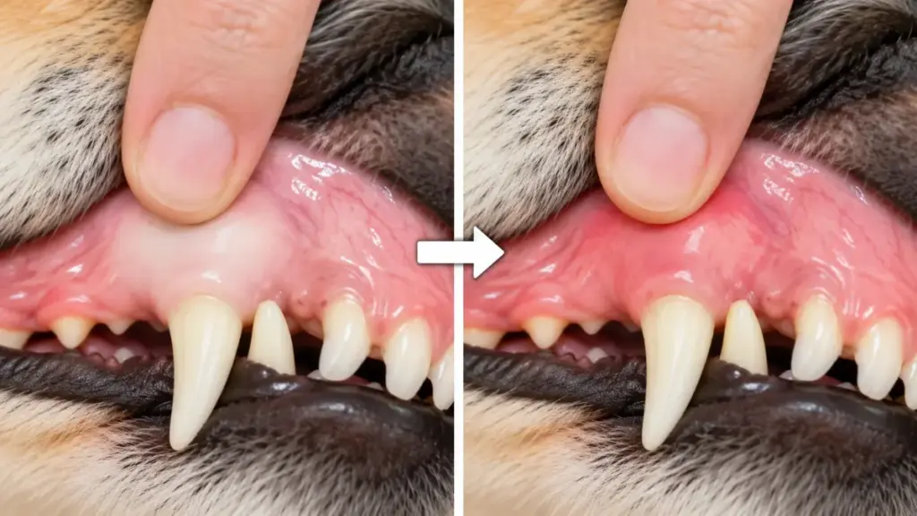 testing-capillary-refill-time-on-gums-rabies-injection-for-dog