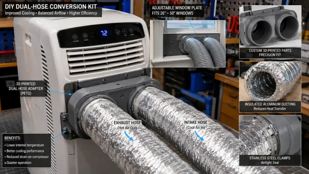  the best portable air conditioner: Dual-hose modification for AC portable air conditioner.