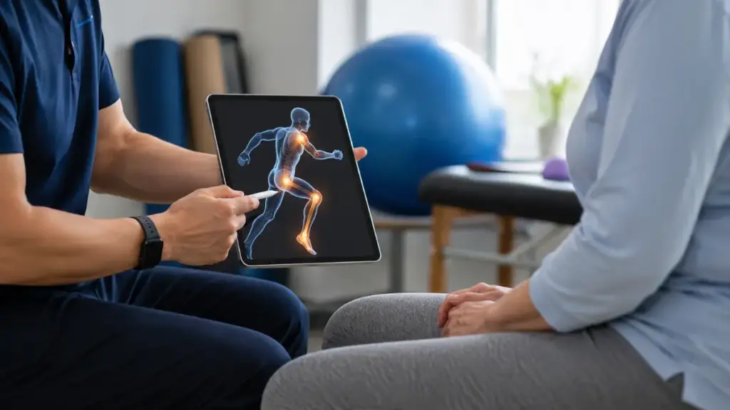therapist-showing-joint-mobility-chart-on-a-tablet-to-a-patient