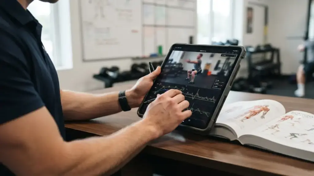 trainer-evaluating-movement-mechanics-on-a-digital-tablet