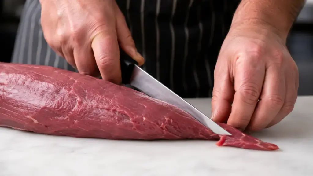 trimming-tapered-muscle-ends-to-isolate-the-chateaubriand-for-fillet-wellington