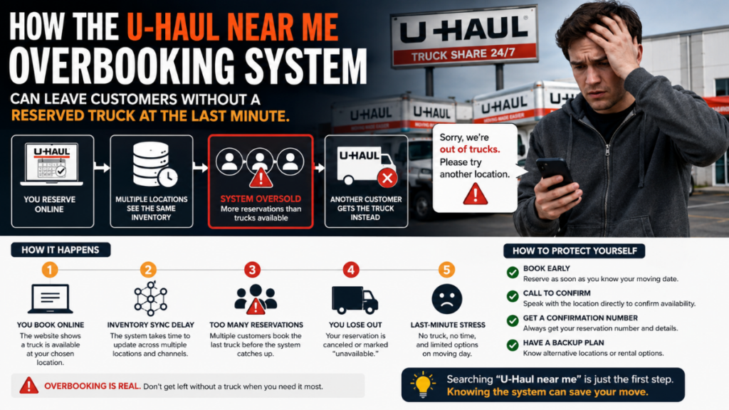 U-Haul near me overbooking loophole causing customers to lose their truck reservation.
