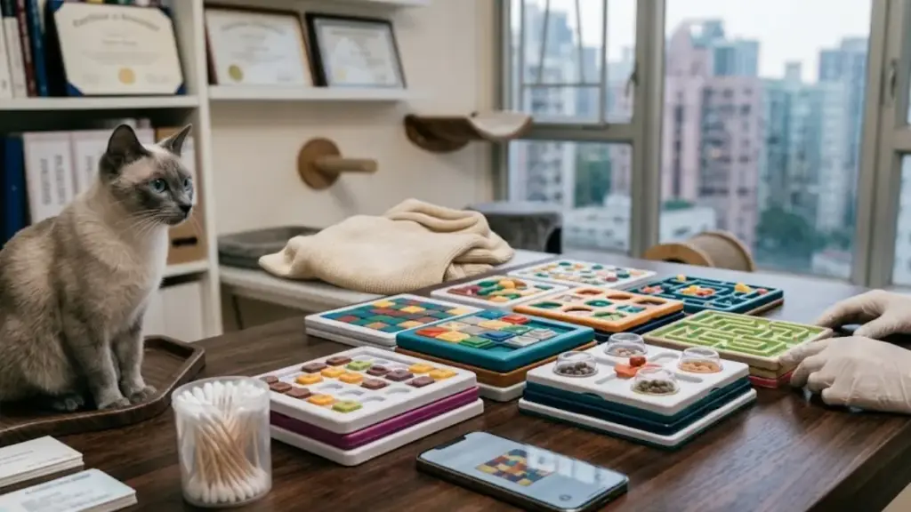 urban-canine-owner-preparing-advanced-puzzle-boards-on-a-table