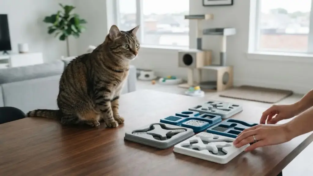 urban-canine-owner-preparing-advanced-puzzle-boards-on-a-table